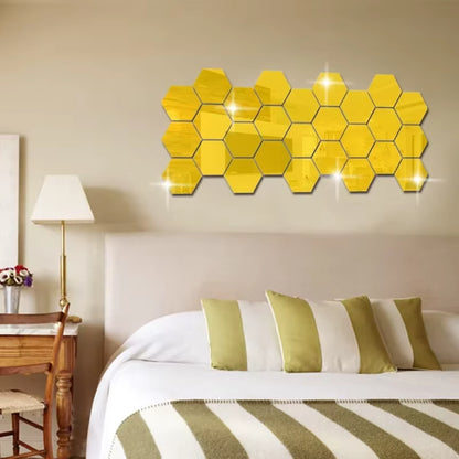 12Pcs Hexagonal Acrylic Mirror Wall Sticker