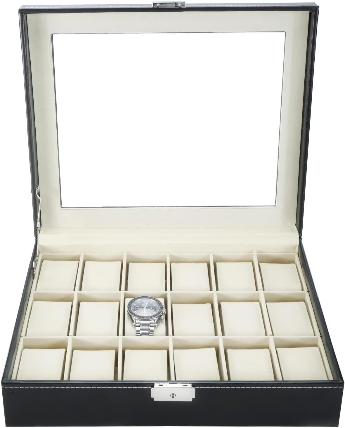 18 Slots Watch Boxes,Watch Display Case for Men Women