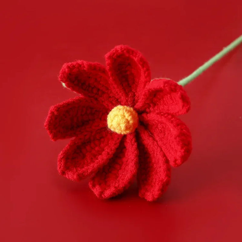 Finished Knitted Flower Creative Crochet Galsang Flowers Bouquet Cute Woven Flower Friends Mothers Day Gift Home Decor