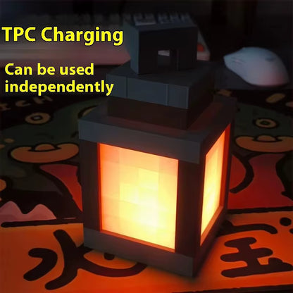 Luminous Lantern Nightlight Rechargeable Game Pixel Light Surrounding Children'S Bedroom Atmosphere Light Home Decor Ornament