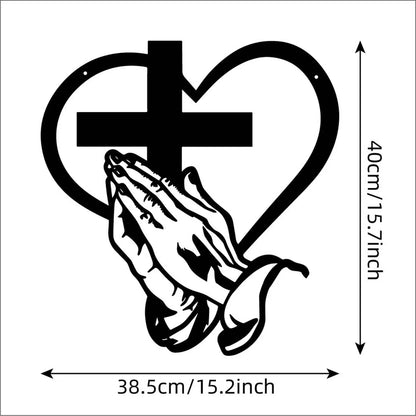 Wall Sculpture Decor Spiritual Inspiring Ornament Metal Christian Heart Wall Art