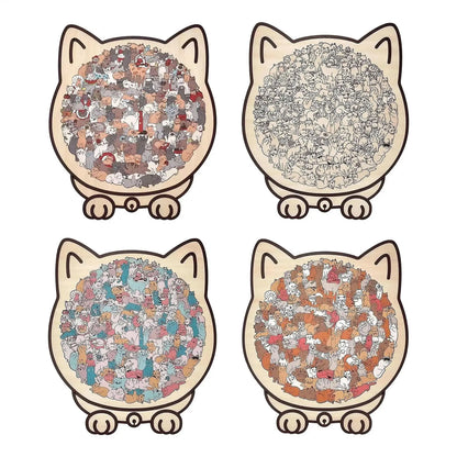 Wooden Cat Puzzle Cat-Shaped Wooden Jigsaw Puzzle Irregular Puzzle Pieces Game Birthday Xmas Gifts for Cat Lovers Home Decor