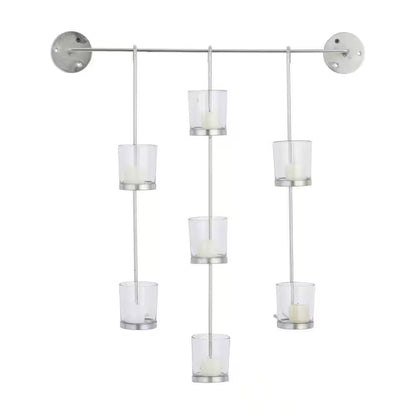 Silver Metal 7 Candle Wall Sconce