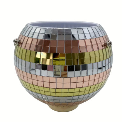 1Pc Unique Handcrafted Bohemian-Inspired Hanging Disco Mirror Ball Planter - Self-Watering, Space-Saving, Stylish Home Decor For