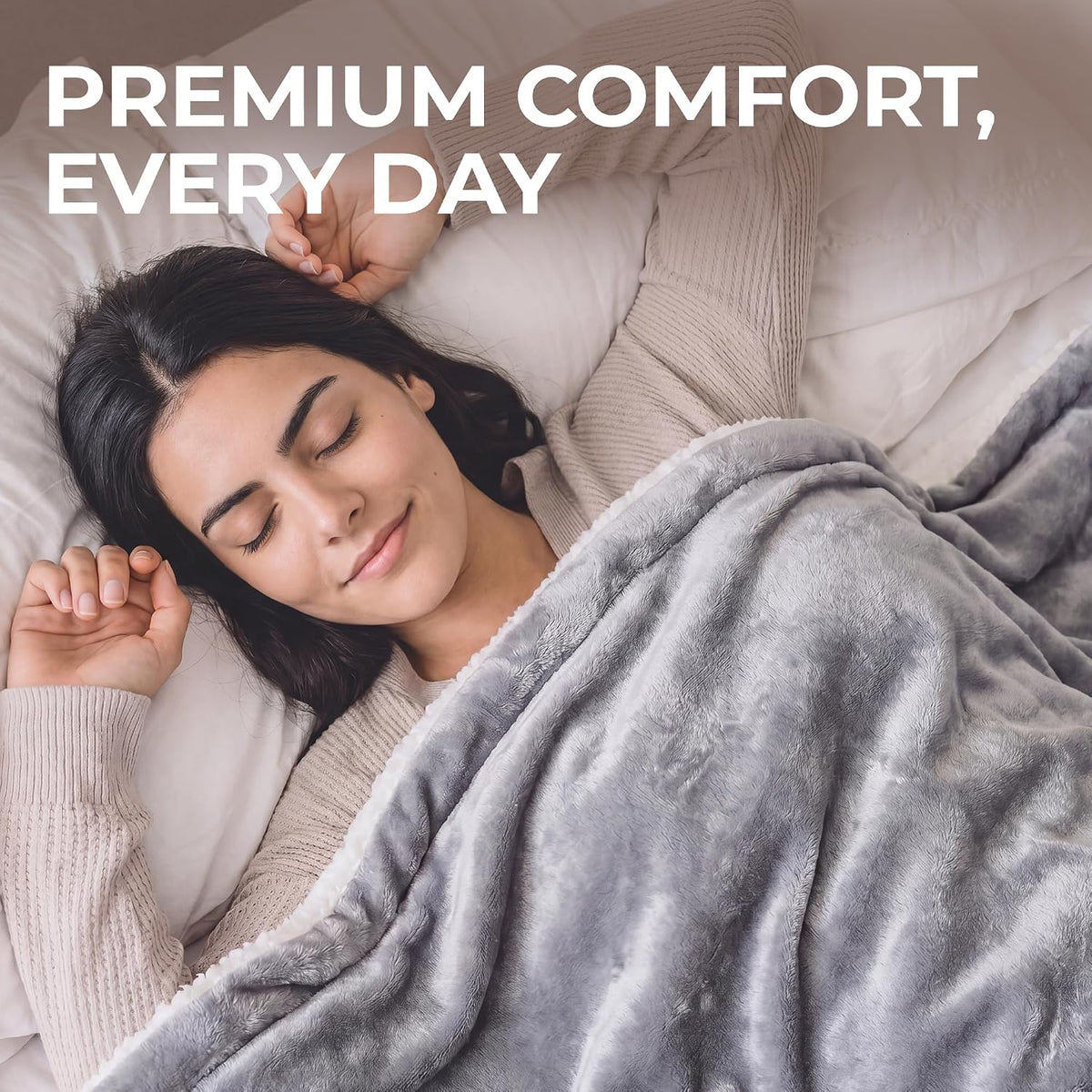Machine Washable Heated Throw Blanket 50"X60", 8Ft Cord, 6 Levels, Electric