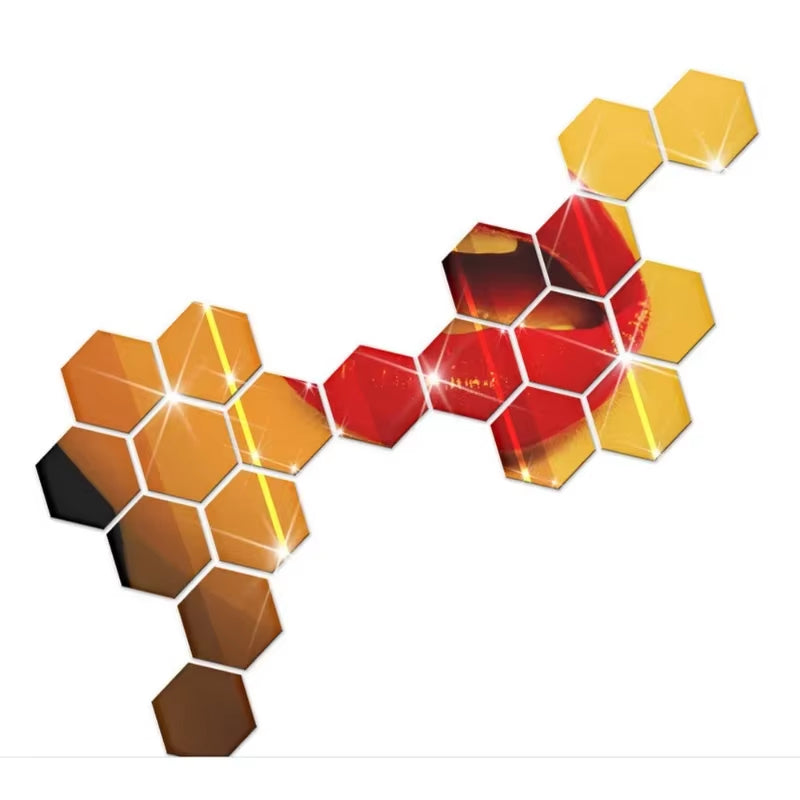 12Pcs Hexagonal Acrylic Mirror Wall Sticker
