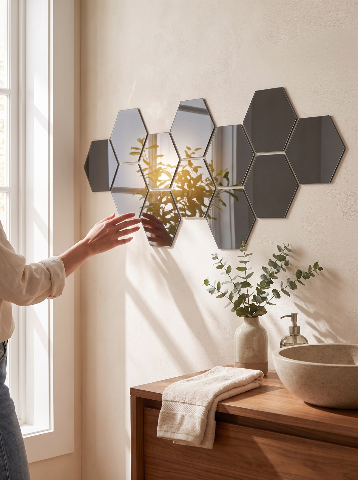 Hexagonal Acrylic Mirror Wall Stickers 3