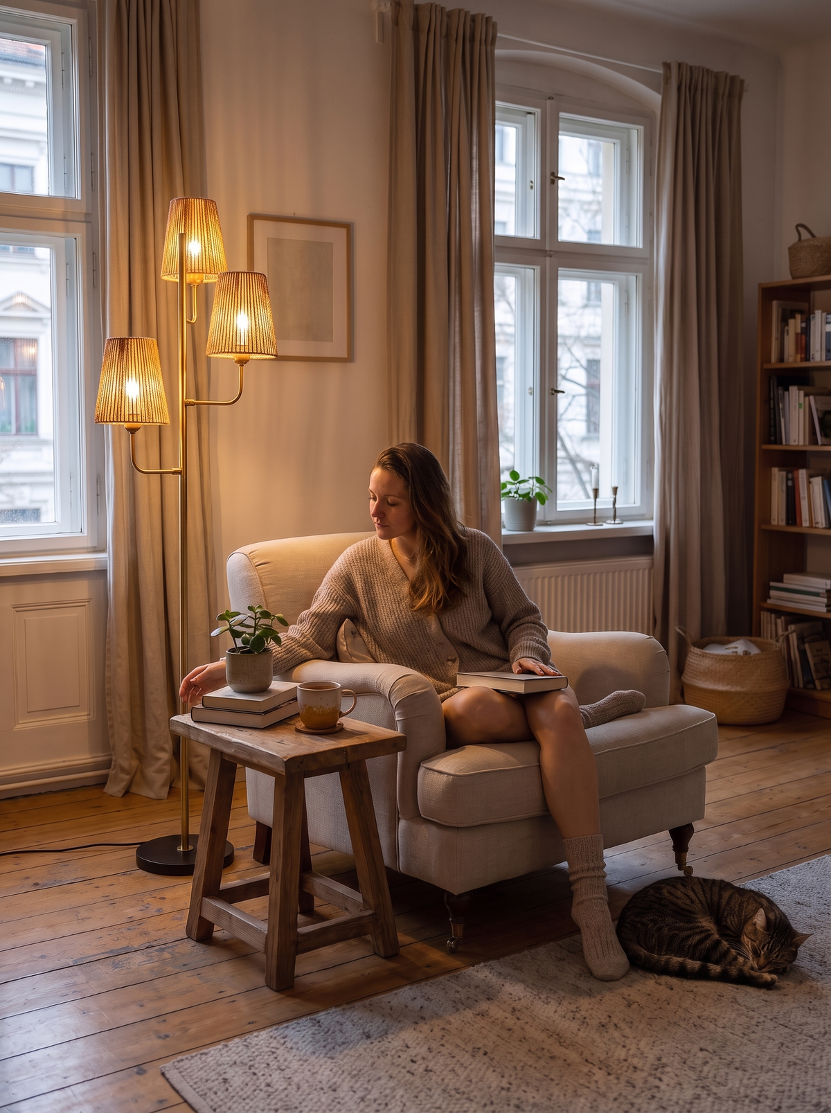 Foot switch on the cord of the boho rattan floor lamp