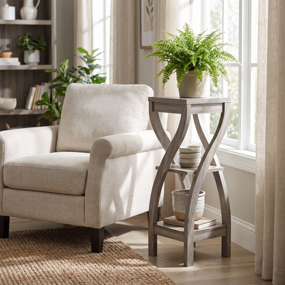 Dark Taupe Indoor Plant Stand in use