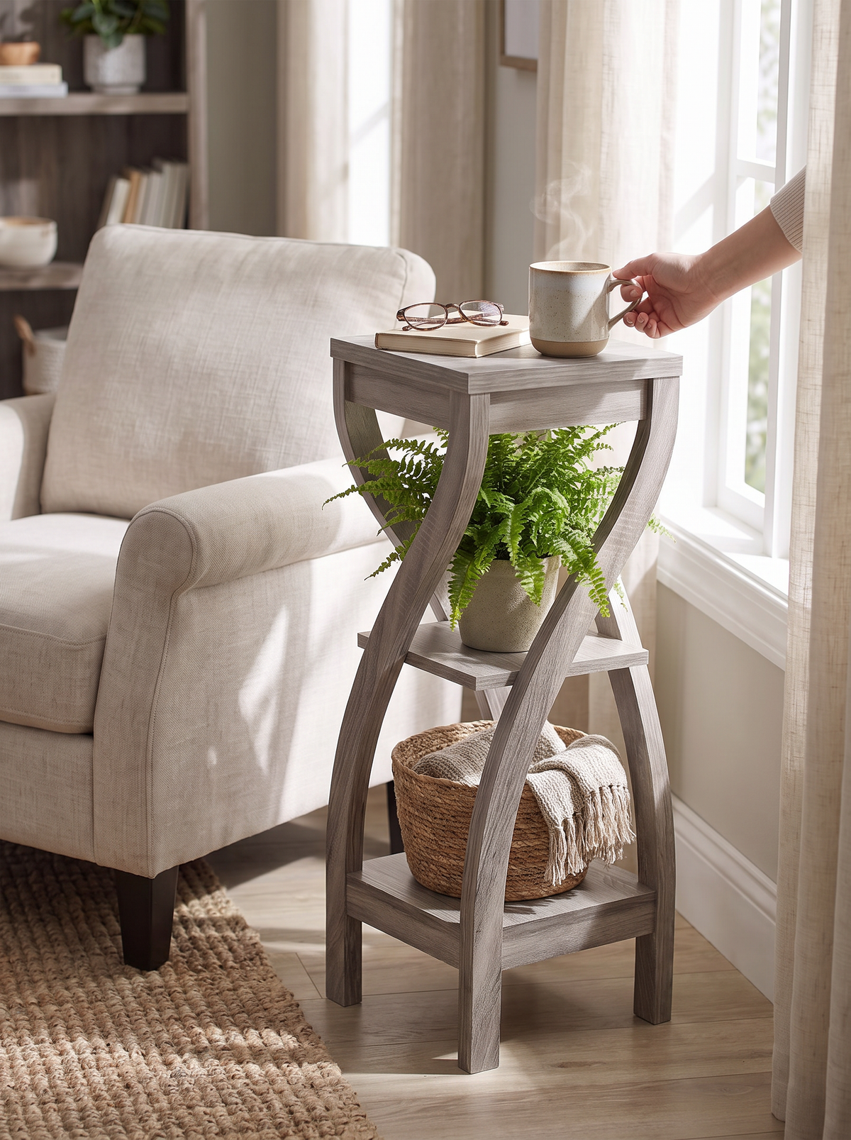 iwt-13 Dark Taupe 3-Tier Plant Stand lifestyle
