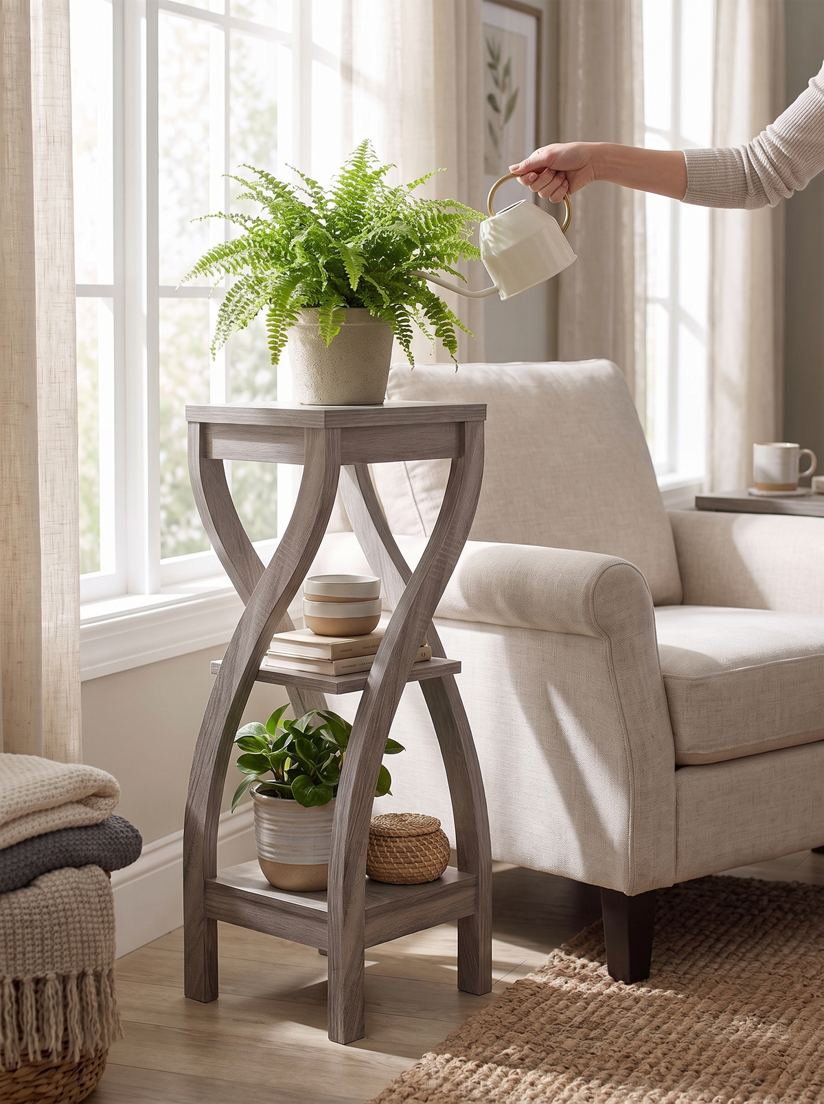 iwt-11 Dark Taupe 3-Tier Plant Stand lifestyle