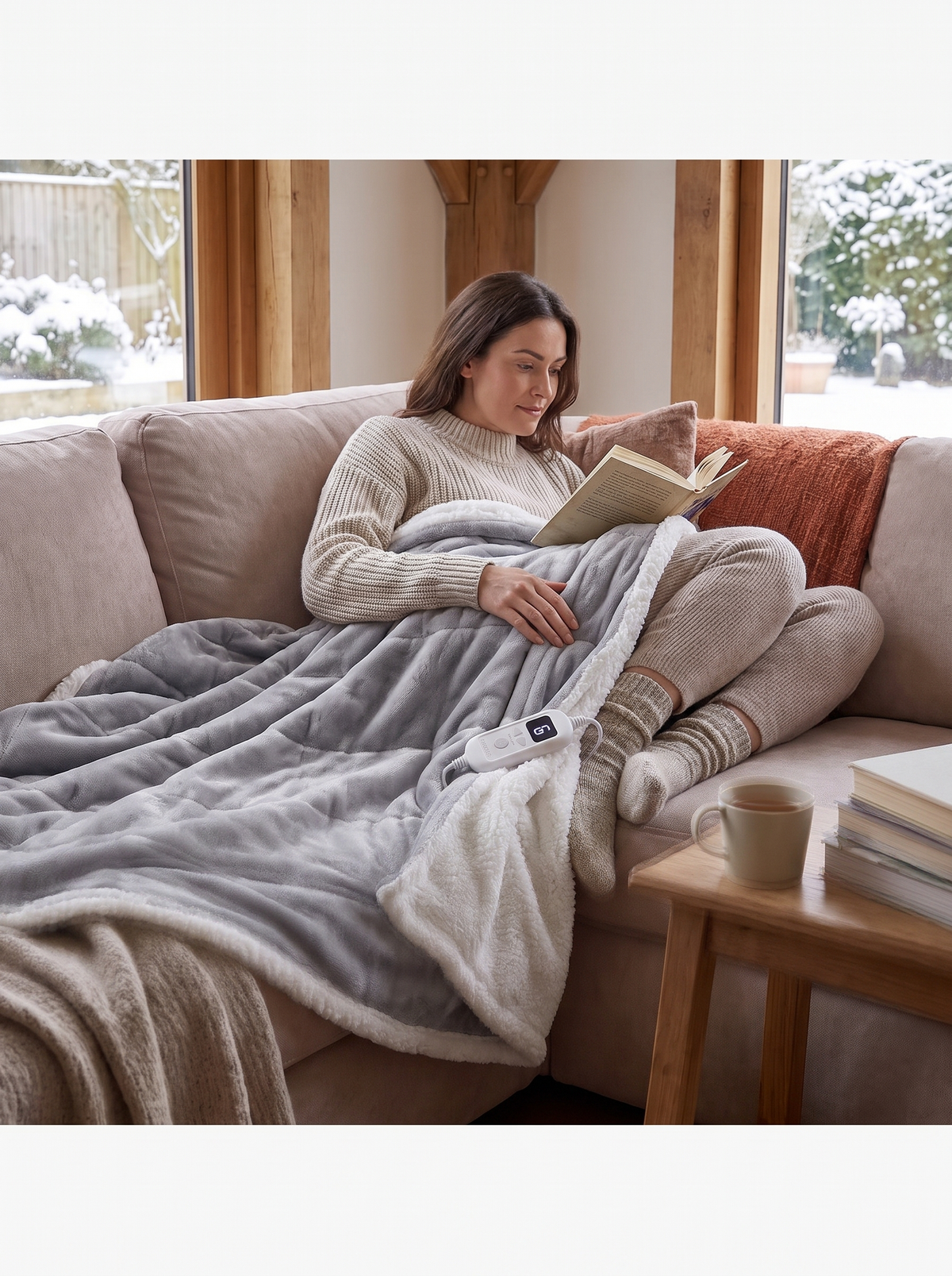 Heated Sherpa Throw Blanket 50x60 machine washable throw